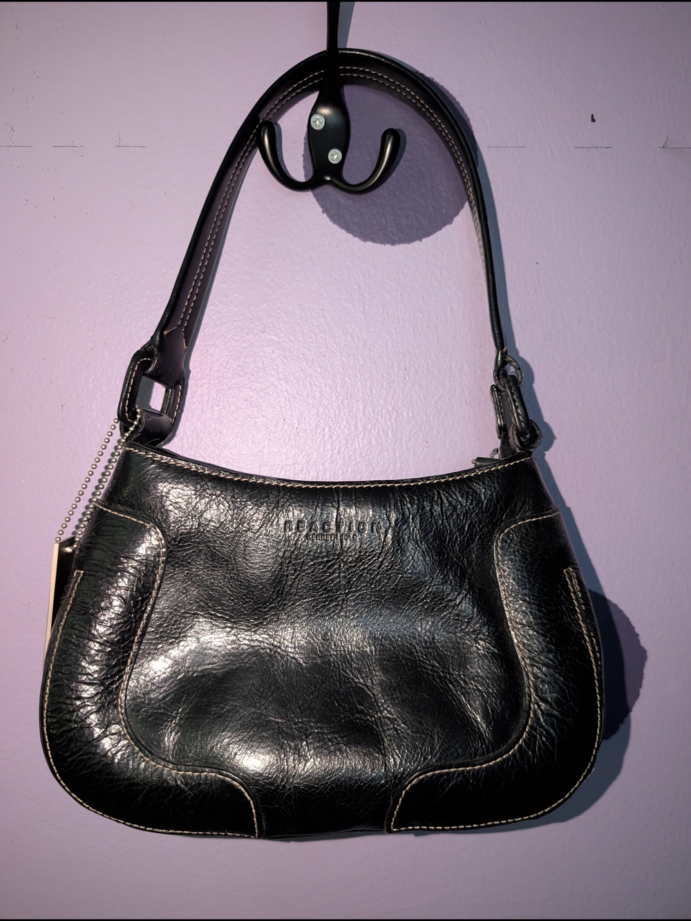 Kenneth Cole Reaction Black Leather Shoulder Bag - Picture 1 of 4